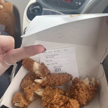 McDonalds - the remaining chicken selects and my receipt which clearly asks for different - Burgers Near Me - Liverpool, XMS