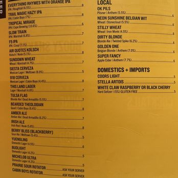 Society Burger - Adult Beverage Menu - Salad Near Me - Tulsa, Oklahoma