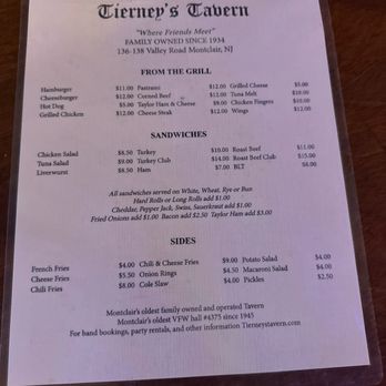 Tierney's Tavern - Menu - Irish Near Me - Montclair, New Jersey Tierney's Tavern - Menu - Irish Near Me - Montclair, New Jersey