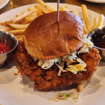 Bourbons - Nashville hot chicken sandwich. get side of Pink peppercorn honey. very good - Southern Near Me - Brighton, Michigan Bourbons - Nashville hot chicken sandwich. get side of Pink peppercorn honey. very good - Southern Near Me - Brighton, Michigan