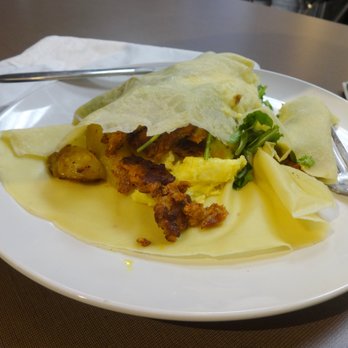 Lucy's - breakfast crepe with choritzo added - Coffee & Tea Near Me - Grand Rapids, Michigan