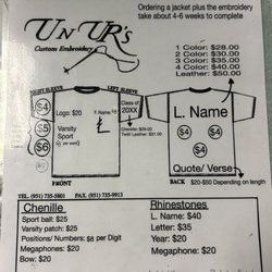 U-n-Urs Custom Lettering - Prices for letterman 12/2022