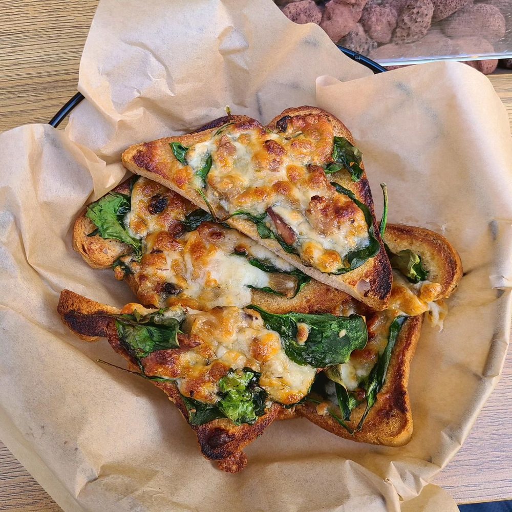 Soul Cafe - Gluten Free - Wild Mushroom Spinach and Cheese Toast - Cafes Near Me - Olympia, Washington Soul Cafe - Gluten Free - Wild Mushroom Spinach and Cheese Toast - Cafes Near Me - Olympia, Washington