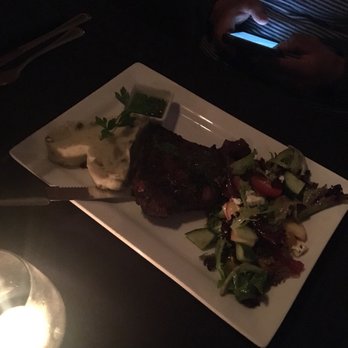 Penumbra - Flat iron steak, potatoes and house salad. Delicious! - Wine Bars Near Me - Chicago, Illinois