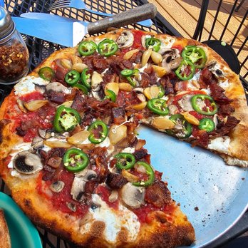 The Rail Trail Ale House - OLD WORLD SM with roasted garlic, jalapeño, bacon, and mushrooms - Burgers Near Me - Southwick, Massachusetts The Rail Trail Ale House - OLD WORLD SM with roasted garlic, jalapeño, bacon, and mushrooms - Burgers Near Me - Southwick, Massachusetts