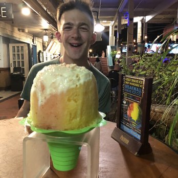 Breakwall Shave Ice - Guava shave ice with haupia cream - Shaved Ice Near Me - Lahaina, Hawaii