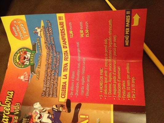Menu photo 2 Aventura Park Barcelona, B