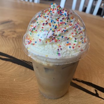Cannonball Cafe - Birthday cake latte. - Cafes Near Me - Boston, Massachusetts