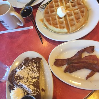 The Egg Bistro - Half order of French toast with a side of bacon and waffles - Breakfast & Brunch Near Me - Chesapeake, Virginia The Egg Bistro - Half order of French toast with a side of bacon and waffles - Breakfast & Brunch Near Me - Chesapeake, Virginia