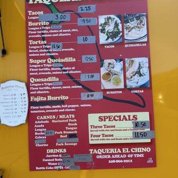 Taqueria El Chino - Menu - Tacos Near Me - Boise, Idaho