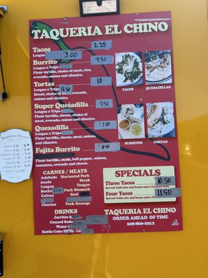 Menu photo 2 Taqueria El Chino Boise, ID