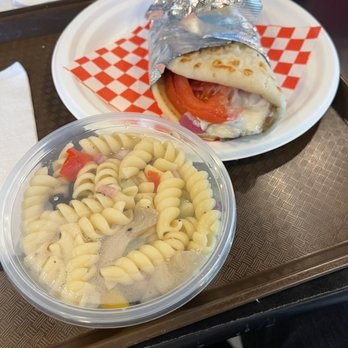 Cafe Niko - Gyro wrap with pasta salad...both were excellent! - Coffee & Tea Near Me - Los Alamitos, California