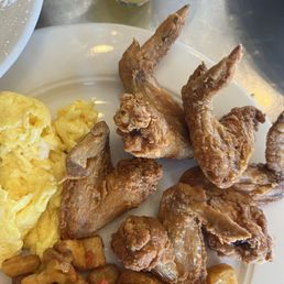 Chicken, potatoes and Eggs.