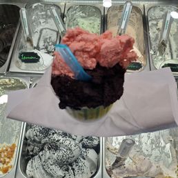 Vegan gluten free Chocolate and strawberry sorbet gelato