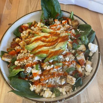 Three Birds Cafe - Honey grilled siracha rice bowl. - Cafes Near Me - Winter Garden, Florida