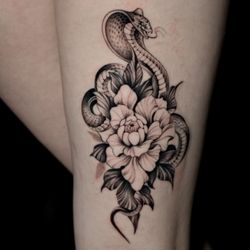 Cobra and Flower Tattoo