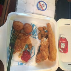 Captain D's - Chicken, hush puppies, corn, fried okra and shrimp!!!!  Yummmmmm