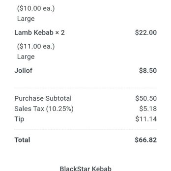 Blackstar Kebabs - Disappointing after spending nearly $67 (7/14/24) - African Near Me - Seattle, Washington Blackstar Kebabs - Disappointing after spending nearly $67 (7/14/24) - African Near Me - Seattle, Washington