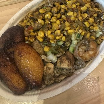 Jerks Caribbean Grill - 2 jerk bowl with added fire roasted corn - Caribbean Near Me - Atlanta, Georgia Jerks Caribbean Grill - 2 jerk bowl with added fire roasted corn - Caribbean Near Me - Atlanta, Georgia