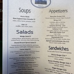 a menu for soups and appetizers