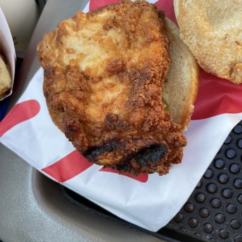 Chick-fil-A - Burnt chicken breast Worst experience ever at this Chick-fil-A I'll never go back - Fast Food Near Me - Indianapolis, Indiana
