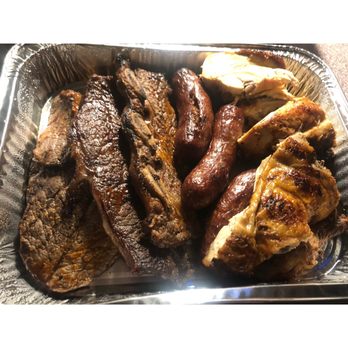 Stephanies BBQ - Stephanie combo ( beef steak, sausage, bbq chicken ) The chicken and sausage were the best - Barbeque Near Me - Nutley, New Jersey