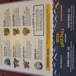 the menu for the beer the menu for the beer