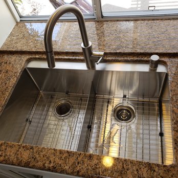 Pieper Plumbing - After photo with new stainless steel sink.. Removed old Cast iron sink - Plumbing Near Me - Fallbrook, California Pieper Plumbing - After photo with new stainless steel sink.. Removed old Cast iron sink - Plumbing Near Me - Fallbrook, California