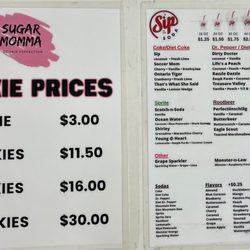 Sugar Momma - Menu