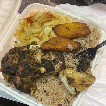 Palace Food Services - jerked chicken jollof rice cabbage and plantains - African Near Me - Sacramento, California