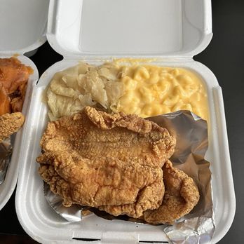 R C's Southern Cooking - 2pc Fried Catfish with Steamed Cabbage 3 Cheese Mac and Cream - Southern Near Me - Marietta, Georgia R C's Southern Cooking - 2pc Fried Catfish with Steamed Cabbage 3 Cheese Mac and Cream - Southern Near Me - Marietta, Georgia