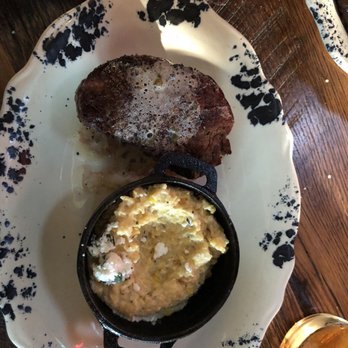The Ranch - Garlic stuffed filet with grits side - Steakhouses Near Me - Irving, Texas The Ranch - Garlic stuffed filet with grits side - Steakhouses Near Me - Irving, Texas