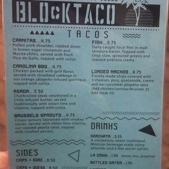 Block Taco - Menu - Tacos Near Me - Wilmington, North Carolina Block Taco - Menu - Tacos Near Me - Wilmington, North Carolina