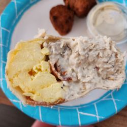 Brekkie Shack - This is what I got. No sausage or extra sausage I paid for and chicken salad added instead of roasted chicken. Yuk