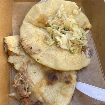 BLVD MRKT - It was so fresh we bit into them before we can take the pic.  Loroco and cheese and revuelta.   Both so yummy. - Food Court Near Me - Montebello, California