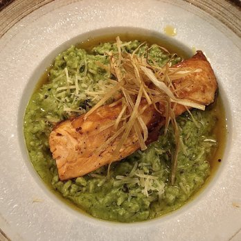 Merkado 31 - Salmon a la parrilla with delectable, and large serving of pesto risotto, wow! - Peruvian Near Me - North Miami Beach, Florida Merkado 31 - Salmon a la parrilla with delectable, and large serving of pesto risotto, wow! - Peruvian Near Me - North Miami Beach, Florida