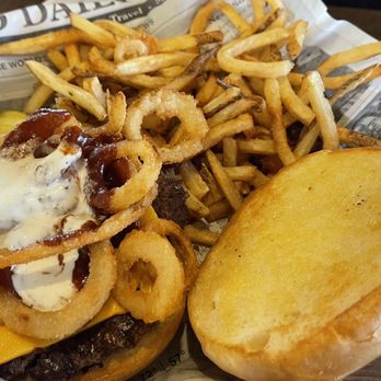Chuckwagon Restaurant - Rodeo burger with American cheese and fries. - American Near Me - Adair, Iowa