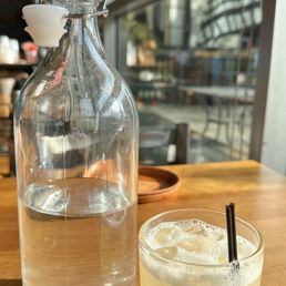 Water and a mixed drink