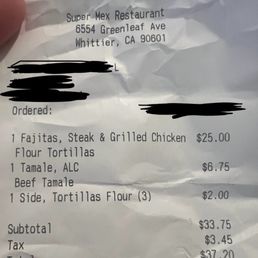 Receipt of my order.