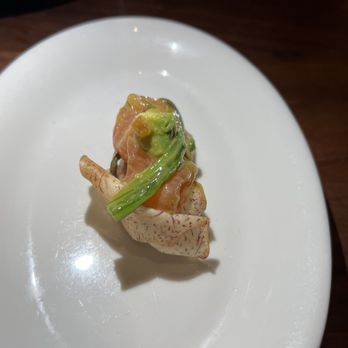 Old Brea Chop House - Salmon and tuna poke on a taro chip! So refreshing and light! - Steakhouses Near Me - Brea, California Old Brea Chop House - Salmon and tuna poke on a taro chip! So refreshing and light! - Steakhouses Near Me - Brea, California