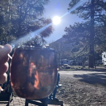 Flagstaff KOA - Cocktail by the fire - RV Parks Near Me - Flagstaff, Arizona
