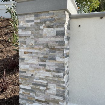 Earthworks Landscaping - Ledge stone veneer with precast concrete. - Landscaping Near Me Earthworks Landscaping - Ledge stone veneer with precast concrete. - Landscaping Near Me