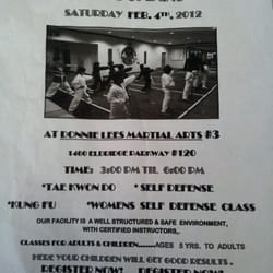 Donnie Lee Martial Arts - Advertisement on door.