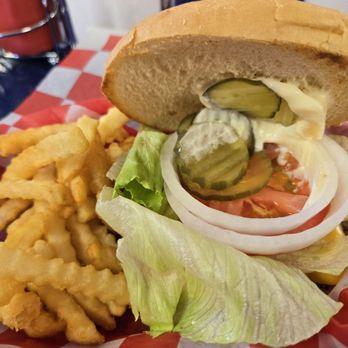 Billy Bob's Dairyland - There is a 1/2 lb. burger under those toppings. - Burgers Near Me - Branson, Missouri