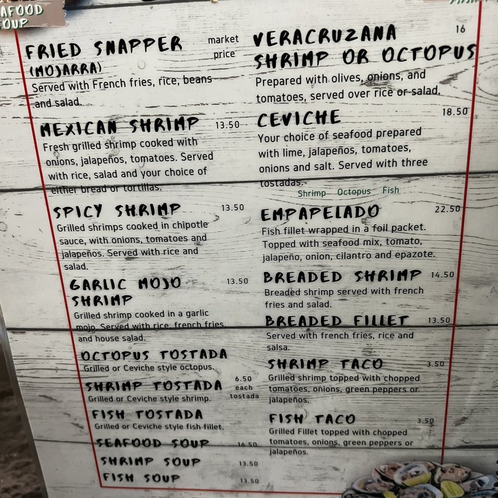 Los Molcajetes Del Valle - a seafood menu - Mexican Near Me - Naples, Florida