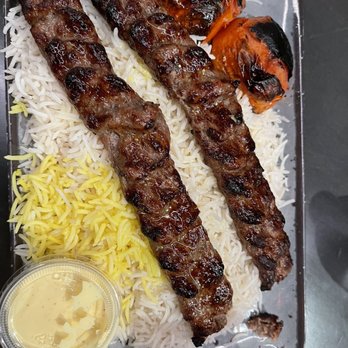 Shoma Bazaar - Kobideh Kabab with basmati rice and grilled tomato - Breakfast & Brunch Near Me - Doral, Florida Shoma Bazaar - Kobideh Kabab with basmati rice and grilled tomato - Breakfast & Brunch Near Me - Doral, Florida