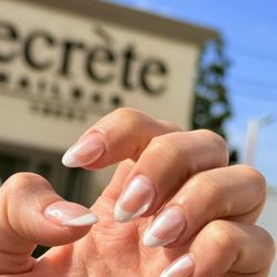 Secrete Nail Bar - Almond shape extra short + French tips + Silver Chrome by Jenny