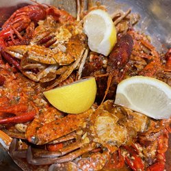 Crawfish and blue crab boil