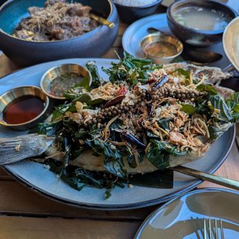 Sukh - Pla Tod Samun Prai - fried branzino - Thai Near Me - Brooklyn, New York