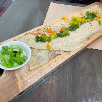 The Red Bud Cafe - Argentinian Beef Crepe...soo long and sooo delicious!! The Chimichurri sauce makes the flavors pop! - Cafes Near Me - Daytona Beach, Florida The Red Bud Cafe - Argentinian Beef Crepe...soo long and sooo delicious!! The Chimichurri sauce makes the flavors pop! - Cafes Near Me - Daytona Beach, Florida